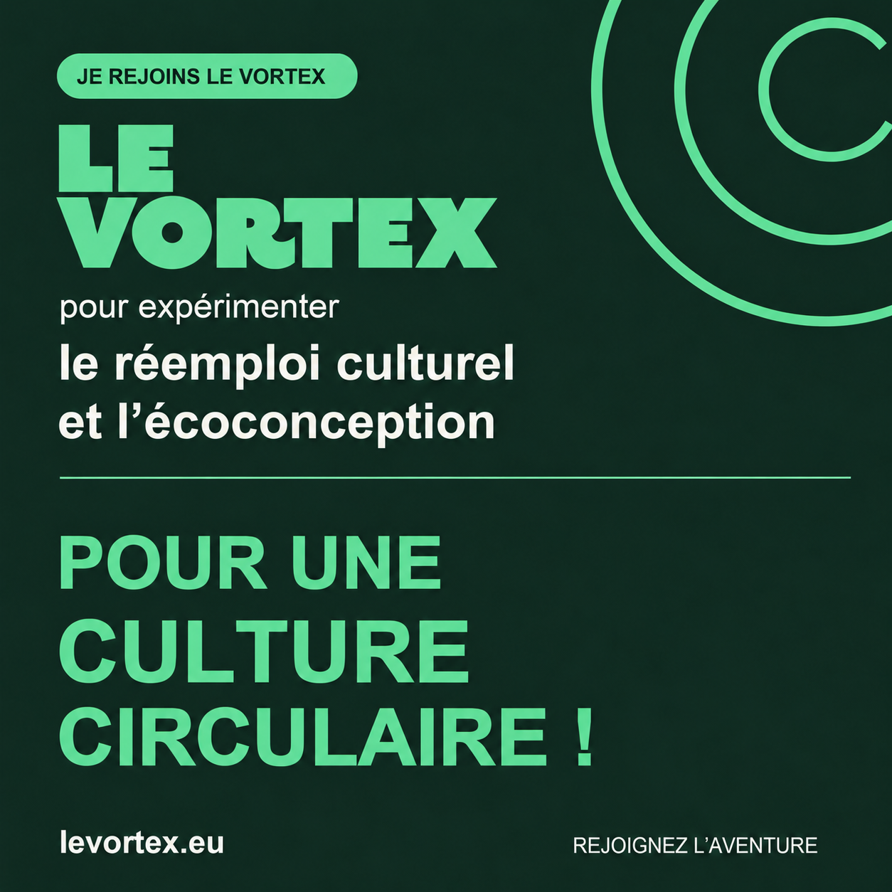Je rejoins Le Vortex pour expérimenter le réemploi culturel et l’écoconception — POUR UNE CULTURE CIRCULAIRE ! levortex.eu